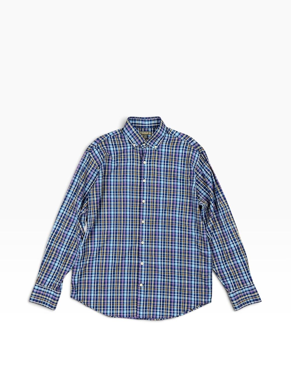 Peter Millar Summer Comfort Plaid Long Sleeve Shirt — Size Large
